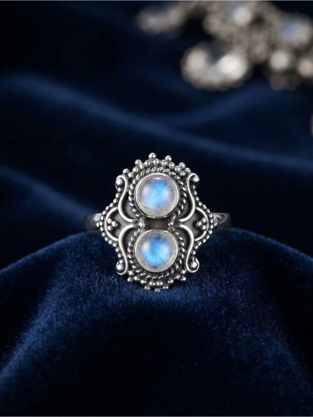 Sterling Silver Rainbow Moonstone Ring